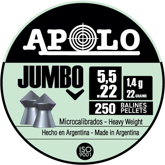 Apolo Jumbo 5.5mm .22 Caliber 22gr/1.4 g Pointed Airgun Pellets 250 Count