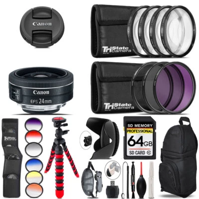 Lente Canon EF-S 24 mm f/2,8 STM + Filtro de color graduado - Kit de accesorios de 64 GB Foto 1 de 4