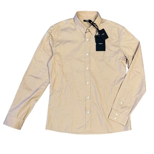NWT $850 BALMAIN Men's Beige Logo Embroidered Button Down Shirt 40 M AUTHENTIC - Picture 1 of 9