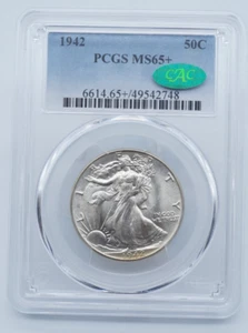 1942 P Walking Liberty 50C Half Dollar PCGS & CAC MS65+ - C1939 - .705 - Picture 1 of 5