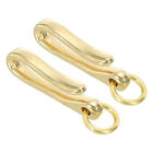 2pcs U Shape Hook Keychain, 2" Long Solid Brass Wallet Holder Fish Hook