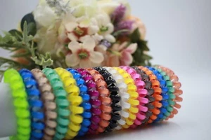 5pcs Fall Gel Stretch Plastic Spiral Phone Cord Hair Ties Band Coil High Quality - Picture 1 of 2
