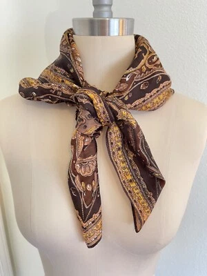 De Colección Asirio RS Bufanda Cuadrada Marrones Amarillos Bronceados Mandala 29x29" Foto 1 de 4