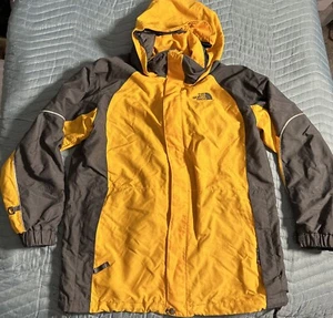 Boy's The North Face Yellow&Gray Hooded Zip Up Windbreaker Jacket Tag Size XL - Picture 1 of 7