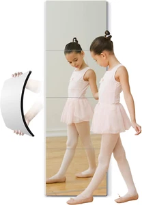 Shatterproof Kids Full Length Mirror, 4 Pcs 12"x12" Plastic Wall Mirror - Picture 1 of 9