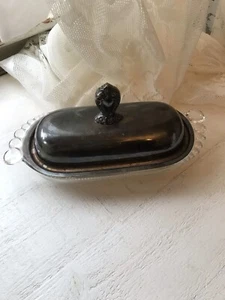 ROGERS BROS. Butter Dish With Silverplate Vintage - Picture 1 of 5