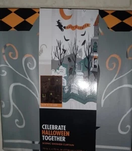 Celebrate Halloween Together Glow in the Dark PEVA Shower Curtain New - Picture 1 of 3