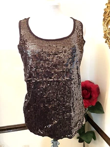Neu mit Etikett Michael Kors Tanktop GOLD Pailletten U-Ausschnitt GR. 1X SCHOKOLADENFARBEN - Bild 1 von 12