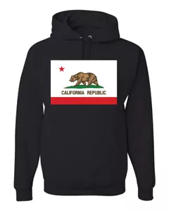 California Republic State Flag Bear Unisex Hoodie Sweatshirt - Picture 1 of 28