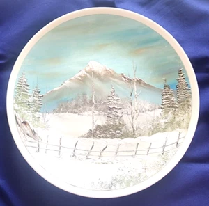 Original Signed TV Artist Ruben Garay Winter Landscape Handpainted Plate RARE - Picture 1 of 10