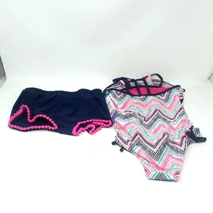 Limited Too One Piece with Shorts Swim Set Girl Swimwear Size XS 5/6 Pink NWT00 - Picture 1 of 12