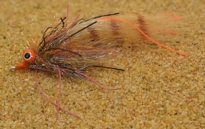 REGION FISHING 3 Flies - Redfish Crack Orange & Tan shrimp pattern Fly - Mustad Hook #2