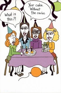 Funny HAPPY BIRTHDAY Card No Carbs Silly Comic, by American Greetings + Envelope - Picture 1 of 5