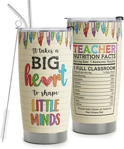 Teacher Appreciation Gifts Stainless Steel Mug/Tumbler with Lid And Straws 20oz - Picture 1 of 13