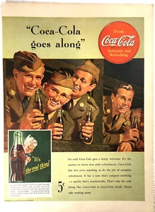 1942 DRINK COCA~COLA with SOLDIERS ORIGINAL MAGAZINE AD - 14 " x 10" - Picture 1 of 5