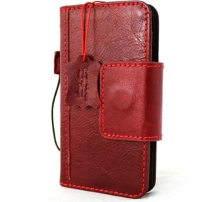 Echt Echt Leder Hülle für Apple iPhone 13 Mini Wallet Luxus Karten Cover Rot - Bild 1 von 6