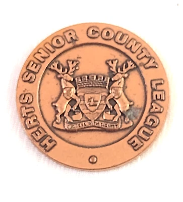 Herts Senior County League Medal Copper 5cm Vintage - Image 1 of 4