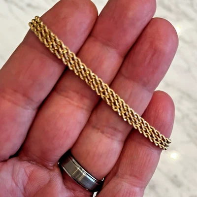 CADENA CUERDA FRANCESA DOBLE ORO 14K FINCA CON CIERRE DE CAJA - 7 3/16" - 5,42 GRAMOS Foto 1 de 4