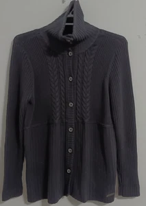 Calvin Klein Baumwollmischung schwer Zopfmuster schwarz Knopfleiste Cardigan Gr. 14-16 - Bild 1 von 19