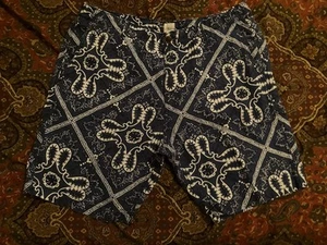 Herren Land End 100% Leinen Shorts 36 Taschen dunkelblau weiß schwarz Paisley - Bild 1 von 11