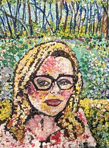 Pintura Acrílica Original MBollen Mujer en Campo de Flores Pintura - Imagen 1 de 1