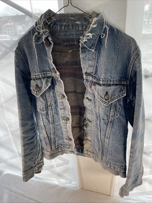 VTG 1960s Levis Big E Blanket Lined Type 3 Jacket Distressed Faded Workwear - Image 1 of 4