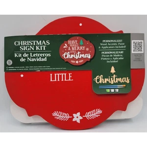Christmas Sign Kit 8 Pieces Wood Personalize Paint Brushes Have Merry Christmas - Picture 1 of 3