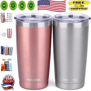 Travel-Friendly Coffee Mug Duo - Insulated 20 oz Stainless Tumblers, Gift Ready - Picture 1 of 8