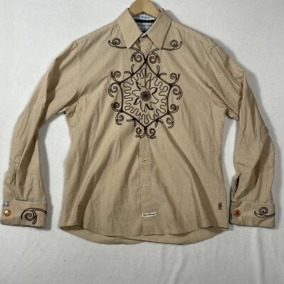 English Laundry Shirt button front Christopher Wicks embroidered, brown, size L. - image 1 of 4