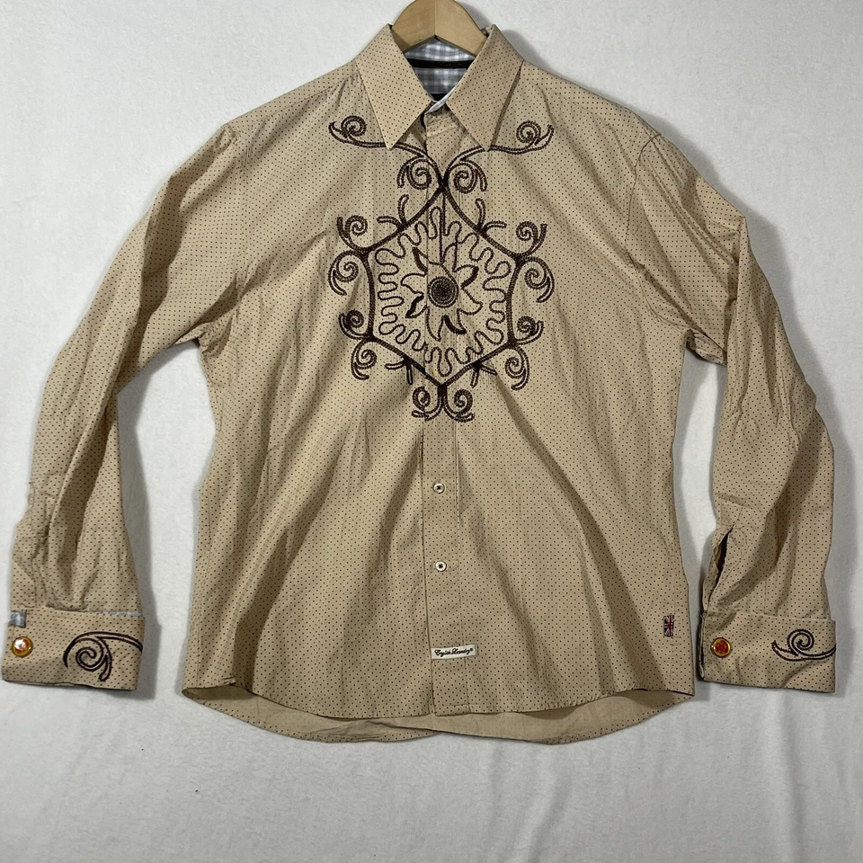 English Laundry Shirt button front Christopher Wicks embroidered, brown, size L. - Image 1 of 4