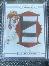 2019-20 Panini Flawless Derrick Rose Patches Ruby Jersey Patch /15 Pistons SSP