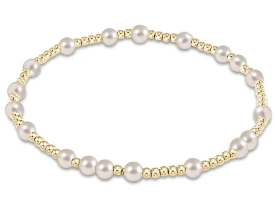 Enewton Hope Unwritten Gold-filled Pearl 3mm Beads Stretch Stack Bracelet New - Image 1 of 1