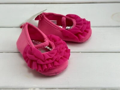 NEW Baby Girl soft ruffles hot pink Pre-walker Shoes 6-12 months Size 3.4 - Image 1 of 4