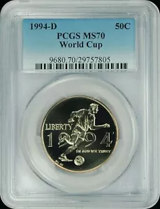 1994-D PCGS MS70 World Cup Commemorative Half Dollar New PCGS Label - Picture 1 of 1