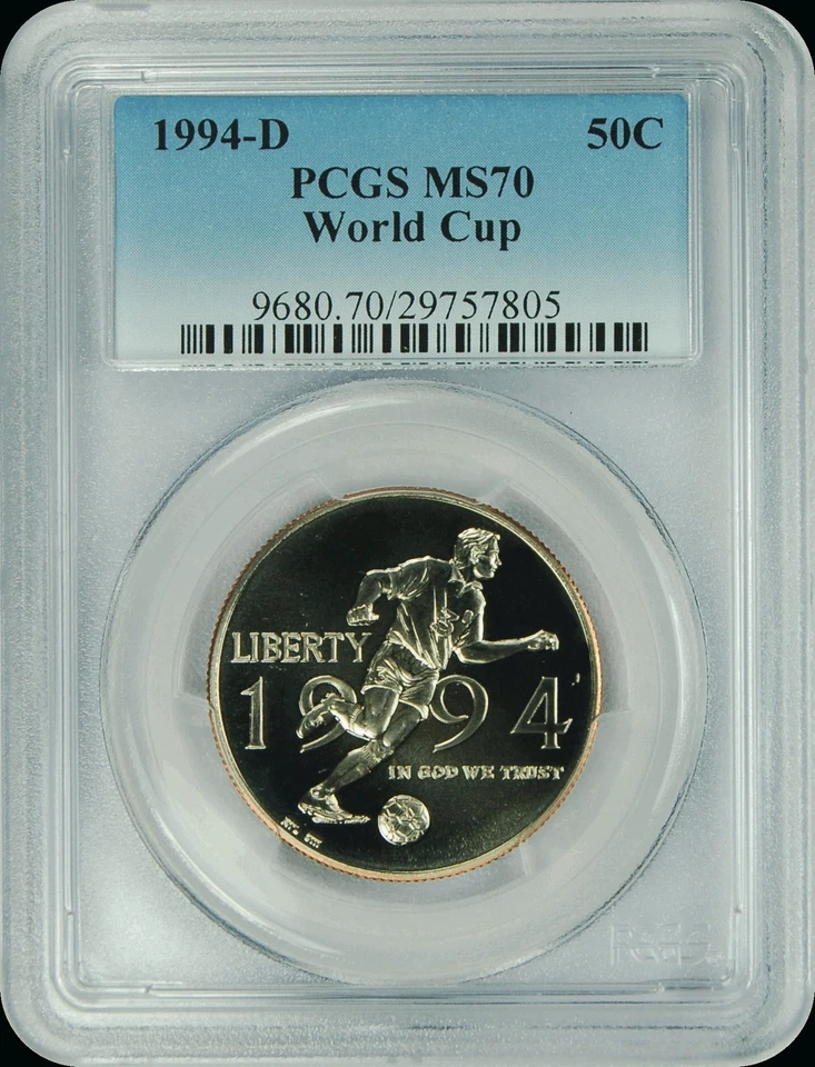 1994-D PCGS MS70 World Cup Commemorative Half Dollar New PCGS Label - Image 1 of 1