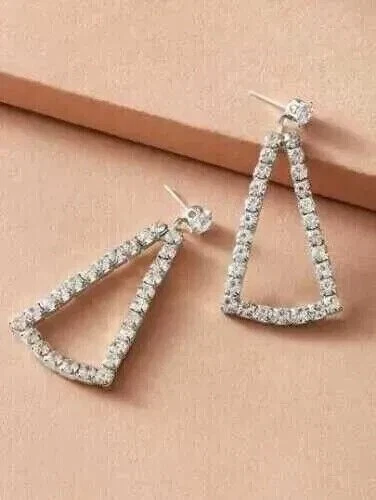 2 Ct Round Cut Lab Created Diamond 14k White Gold Plated Drop & Dangle Earring Foto 1 de 1