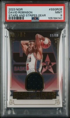 2023-24 Panini Noir David Robinson #SSGROB Stars And Stripes Game Worn /99 PSA 9 - Image 1 of 2