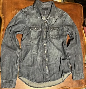 Gap Kids Blue Denim Button Down Long Sleeve Shirt Size XL - Picture 1 of 4