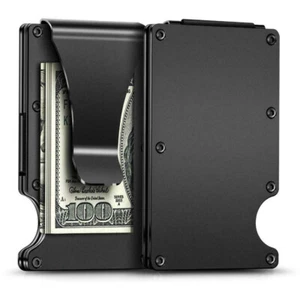 Slim Metal Aluminium Money Clip Wallet with Blocking RFID Credit Card ID Holder - Picture 1 of 12