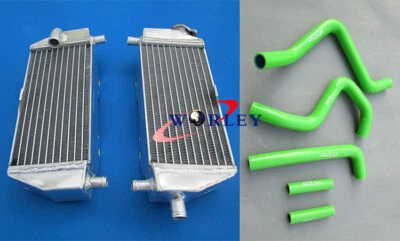 Aluminum radiator + Green hose for 1999-2002 Kawasaki KX250 KX 250 2000 2001 - Image 1 of 4