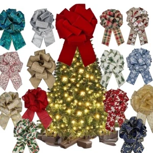 NEW Christmas Bow Decoration Bows Tree Topper Gift Wrapping Home Xmas Ornaments - Picture 1 of 26