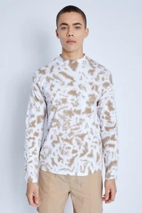 Native Youth T Shirt Top Size Large White Tie Dye Long Sleeve High Neck New JE10 - Picture 1 of 3