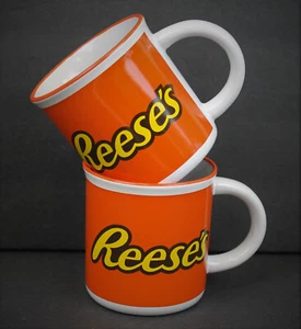 Juego de 2 tazas de café con logotipo blanco naranja de 12 oz Reese's Peanut Butter Cup - Imagen 1 de 7