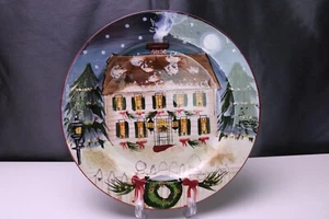 Sakura D C Brown MERRY LITTLE CHRISTMAS Dinner Plate 11 " House - Picture 1 of 9