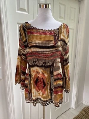 NUEVO Acordeón de piano abstracto manga campana 3/4 borde de ojales 1X nuevo sin etiquetas Foto 1 de 4