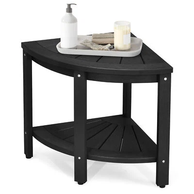 Banco de ducha esquinero de 18" taburete con estante de almacenamiento banco de baño impermeable Foto 1 de 4
