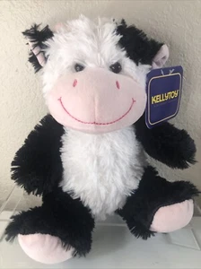 Peluche mucca giocattolo Kelly 10 pollici Kellytoy nuovo con etichetta nero bianco 10" - Foto 1 di 10