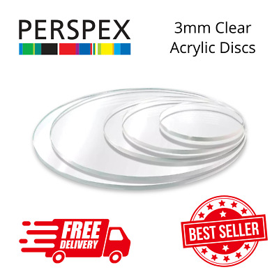 Acrylic Discs / Clear Plastic Circles - Laser Cut Perspex - Craft Blanks - 3mm • 1.40£