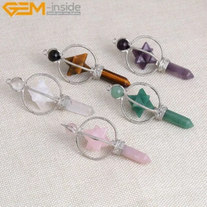 Merkaba Wand Natural Crystal Dowsing Chakra Pendulum for DivinationReiki Pendant - Picture 1 of 25