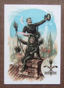 SCHORNSTEINFEGER, Kärtchen 12,0 x 8,5 - Neujahr Gruß Trinkgeld - Litho Vers 1905 - Bild 1 von 2